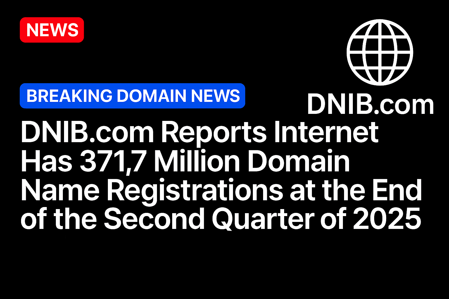 DNIB.com Reports Internet Has 371.7 Million Domain Name Registrations at the End of the Second Quarter of 2025